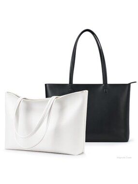 Faux Leather Tote Bag Zipper Shoulder Bag Minimalist Handbag